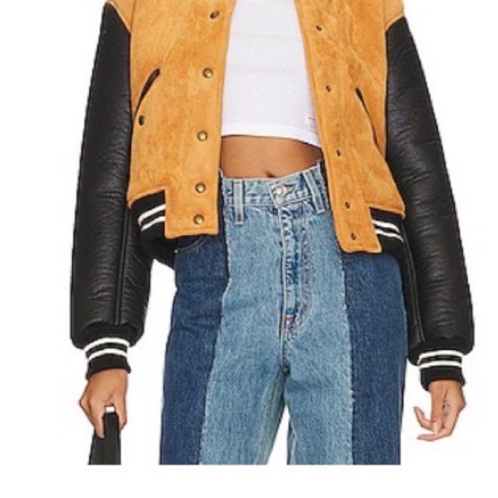Blank NYC Tan and Black Bomber Jacket - Picture 4 of 6